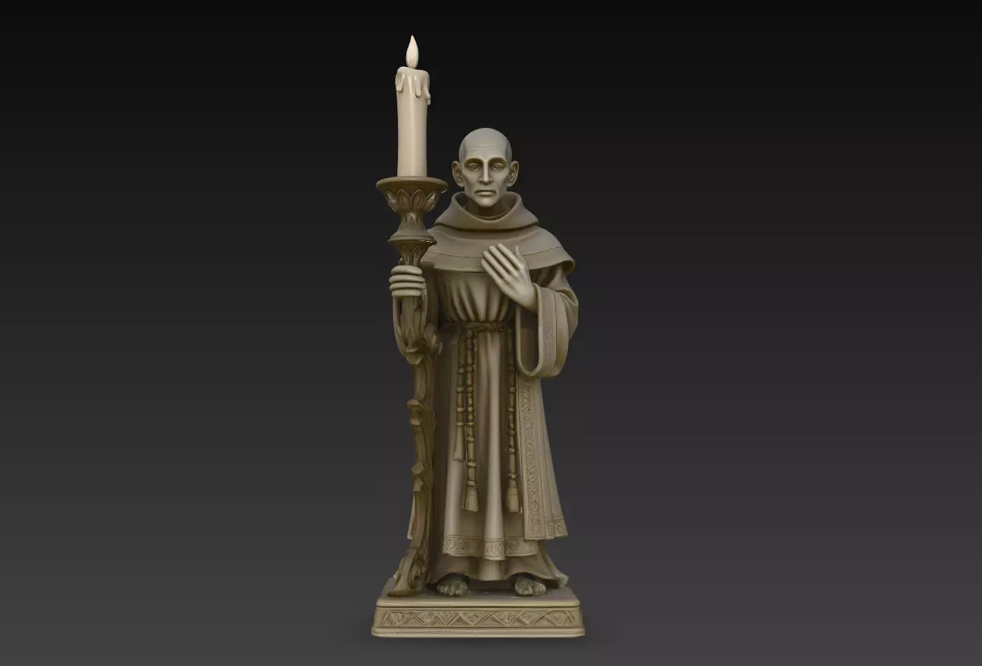 Sanctum Monk Candle Bearer Religious Statue STL Print Model 3D print model
