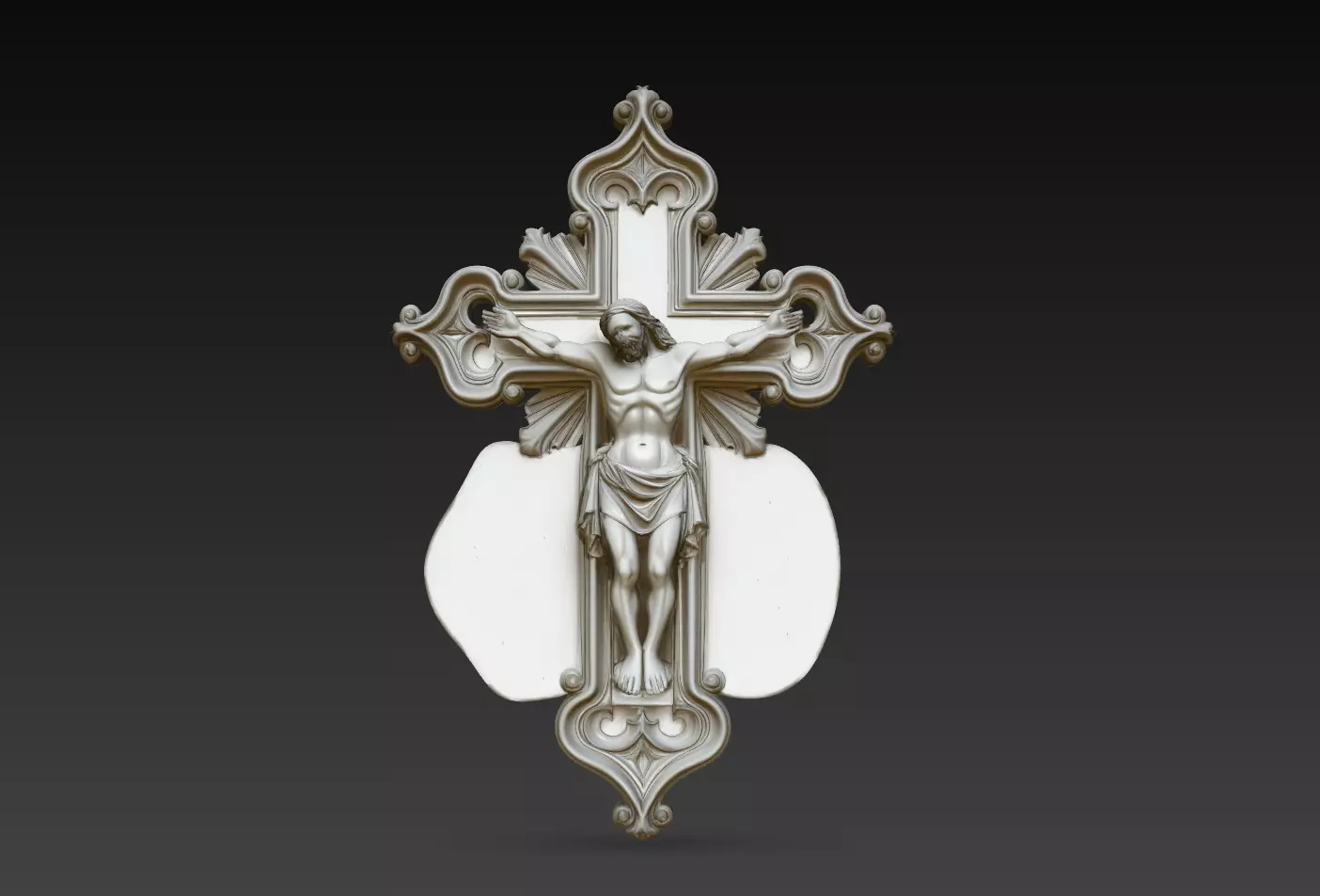 Ornate Crucifix Jesus Wall Cross Relief STL Print Model Free 3D print model