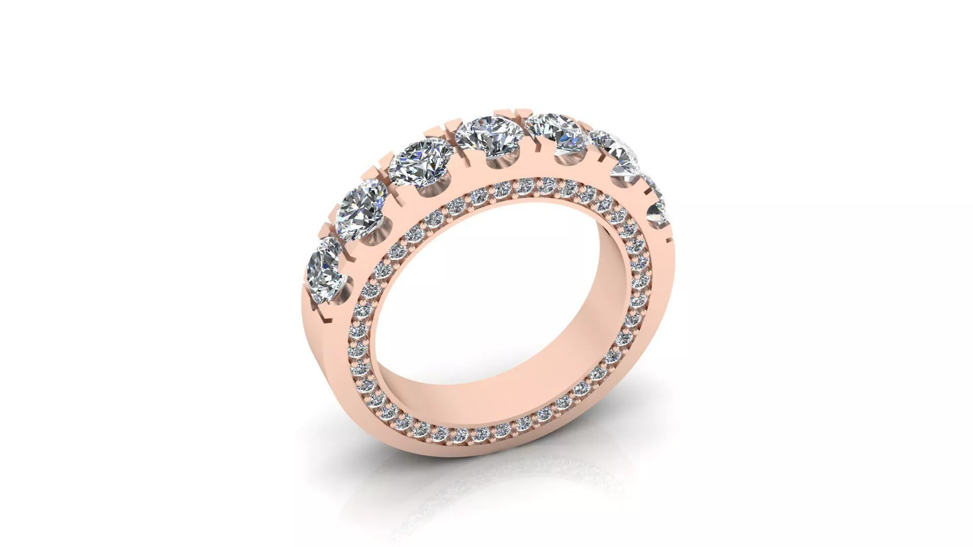 7 diamond engagement high jewelry ring 3D print model
