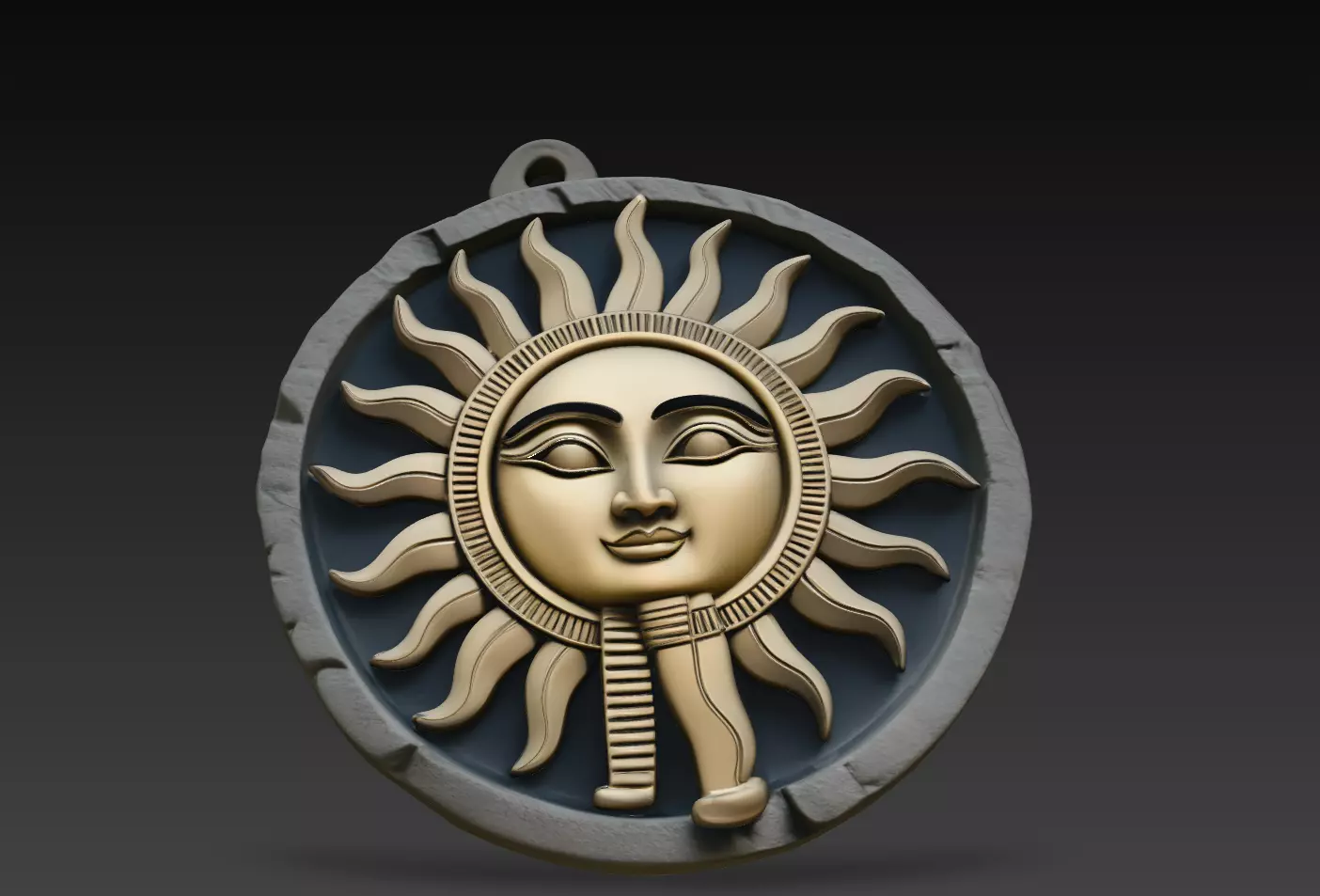 Raelion Solar Mask Pendant Relief STL Model 3D print model
