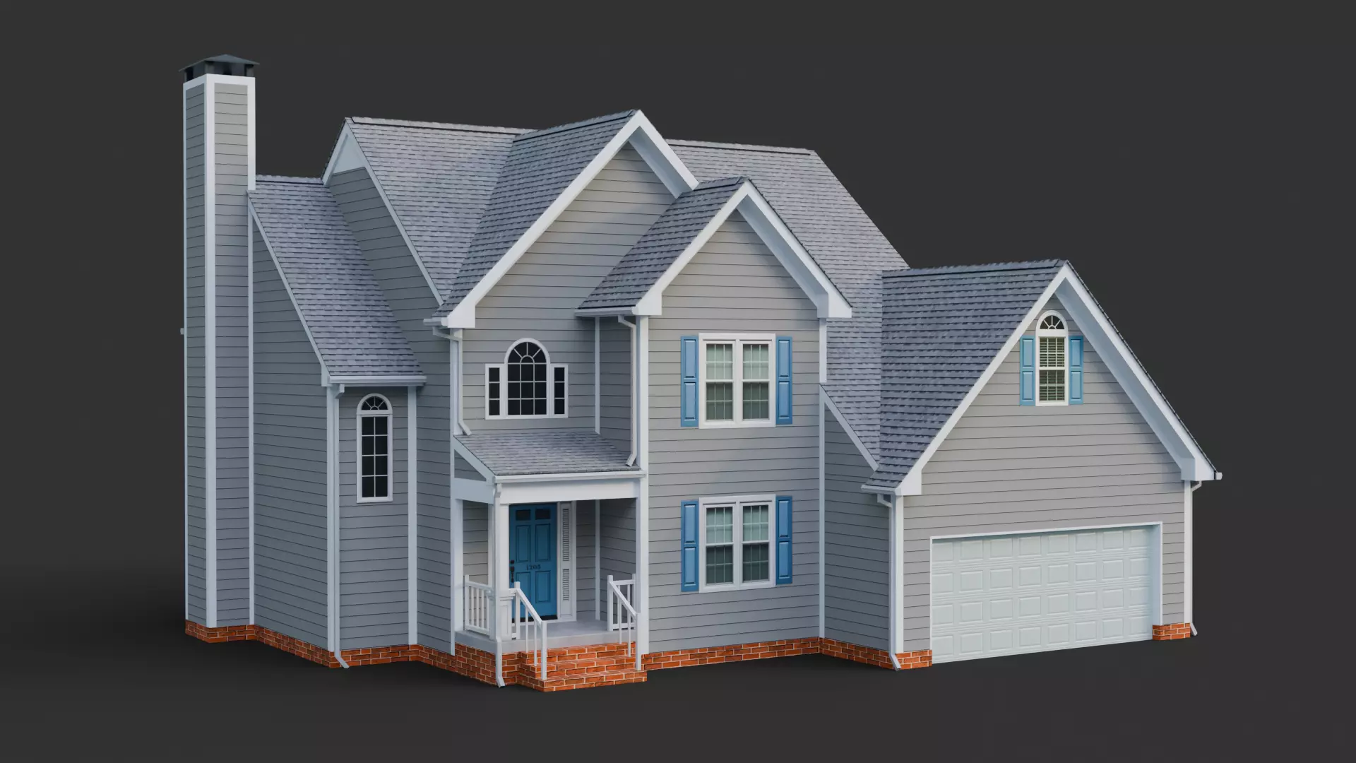American Low Poly house 4 Low-poly 3D model