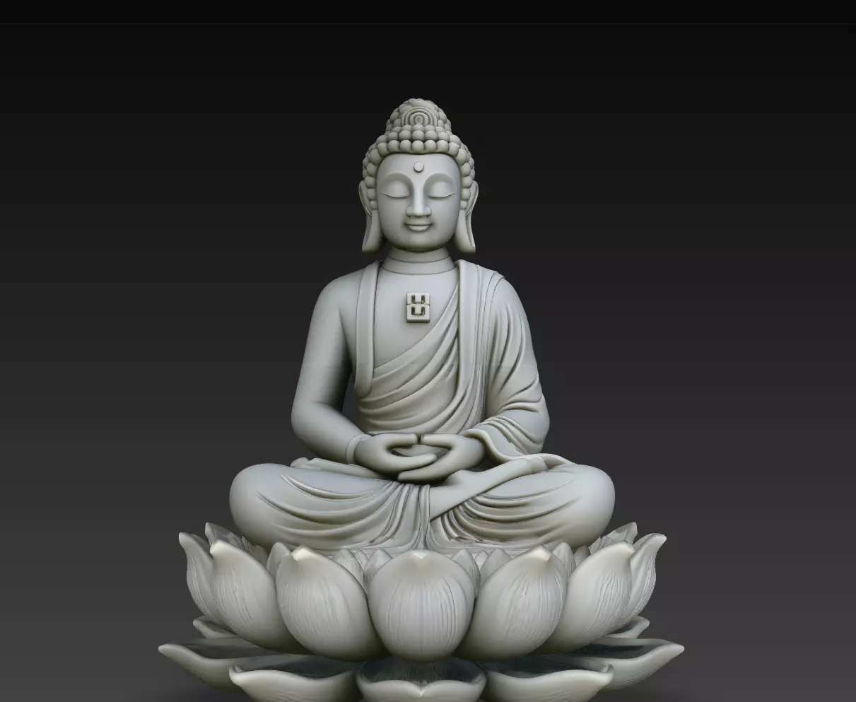 Meditating Buddha Lotus Statue Spiritual Decor STL Model 3D print model