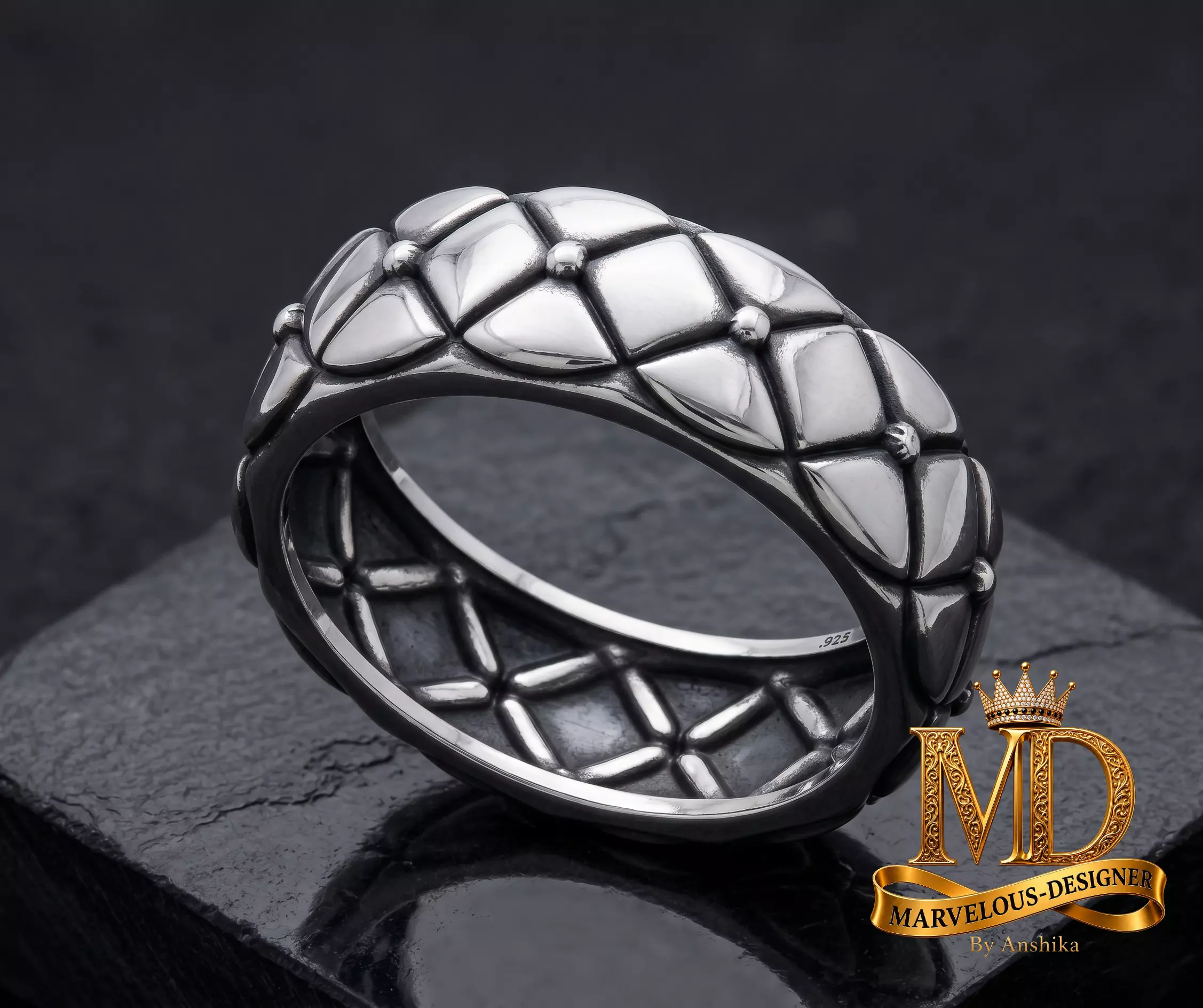 Quilted Band Ring 3D print model