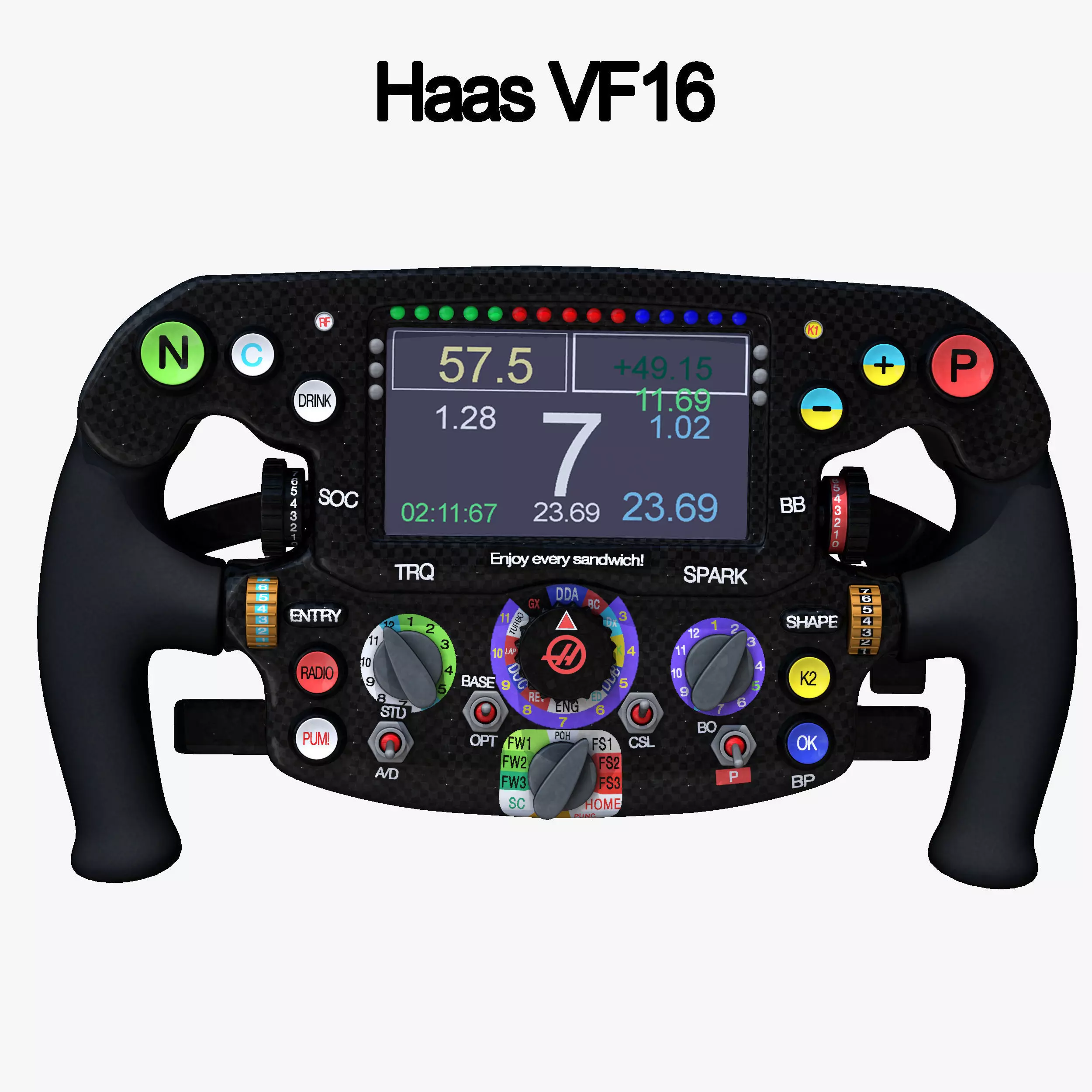 VF16 Steering Wheel Low-poly 3D model_0