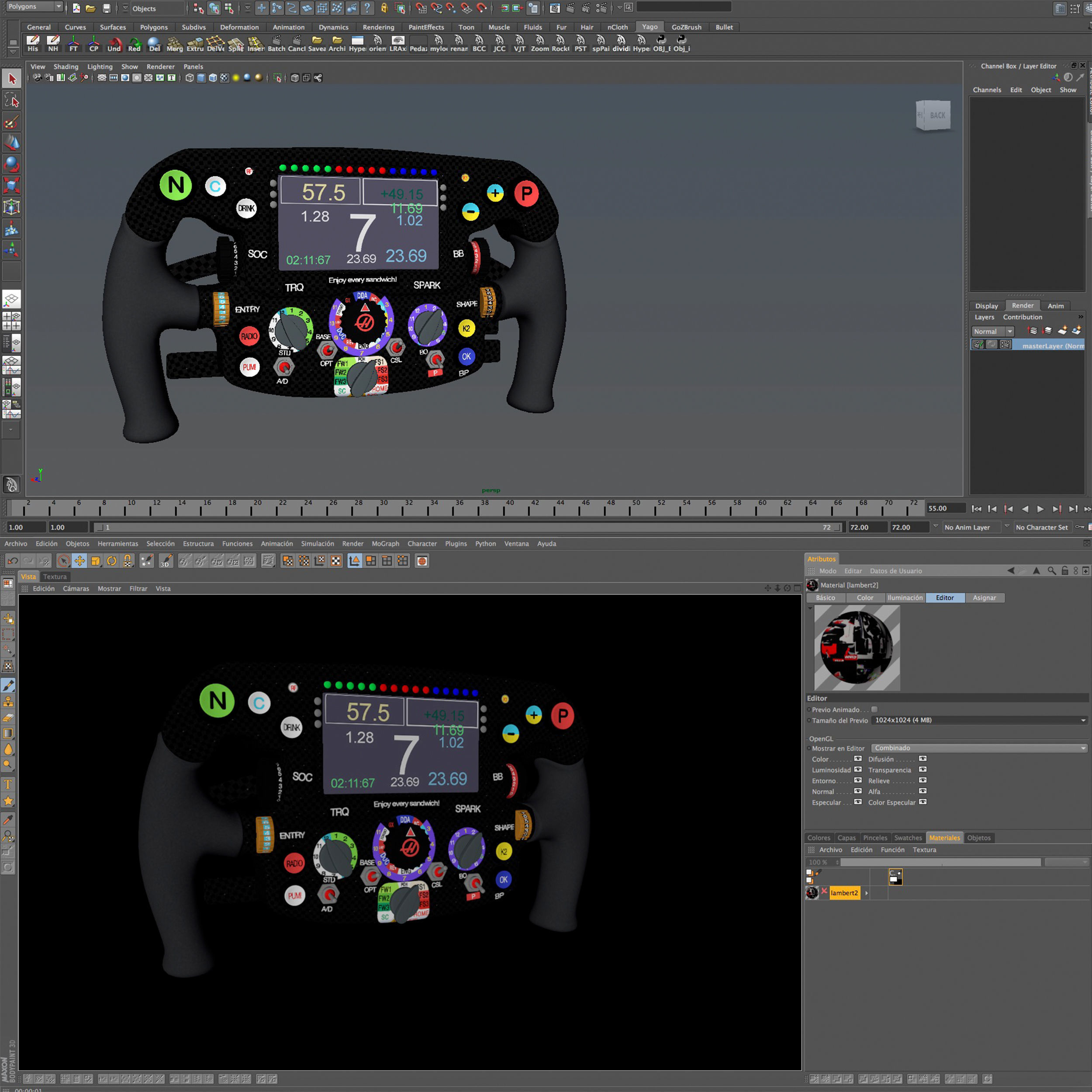 VF16 Steering Wheel Low-poly 3D model_9