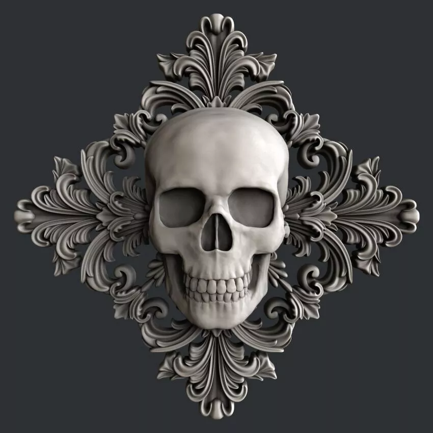 3d STL models for CNC router or 3dprinter skull decor 3D model
