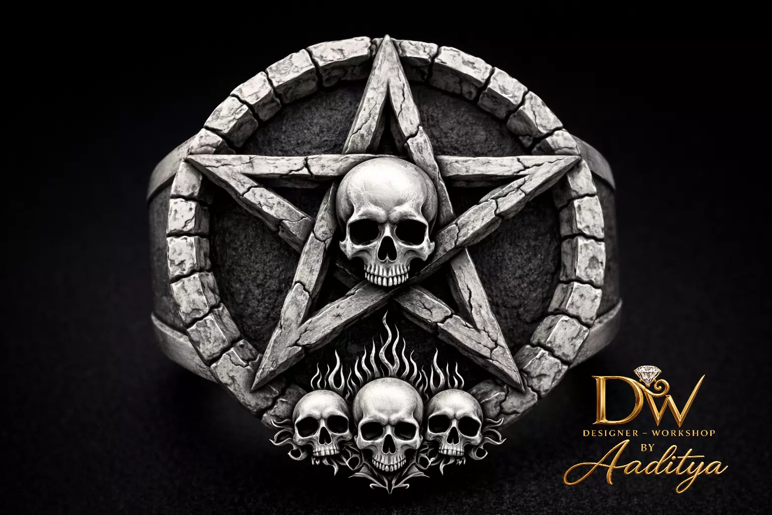Skull Pentagram pendant 3D print model