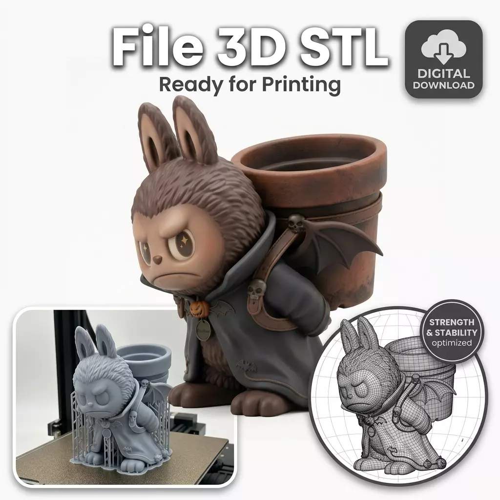 Labubu Halloween Planter 3D Printable STL 3D print model