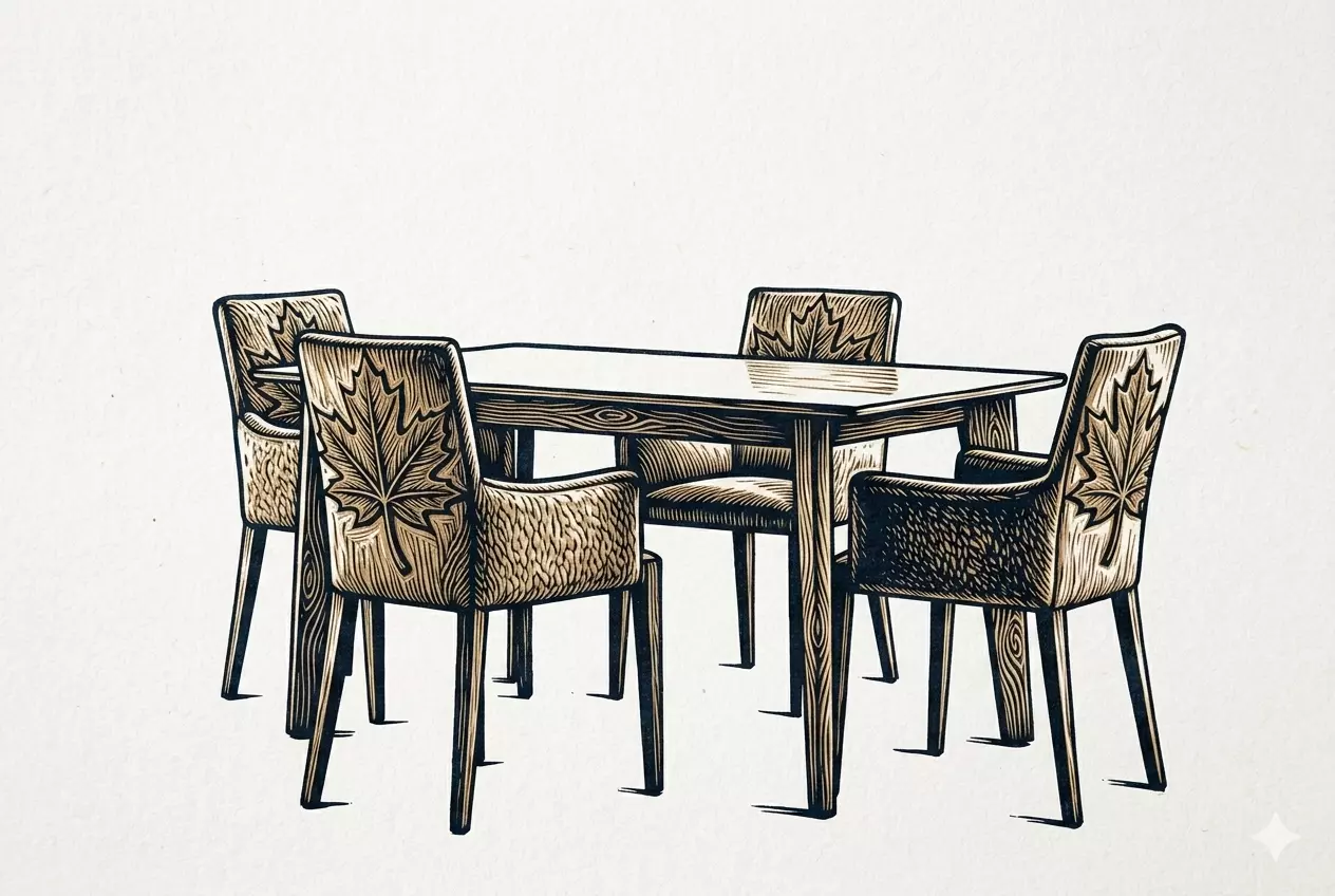 Vintage Round Dining Set 3D Model 3D print model