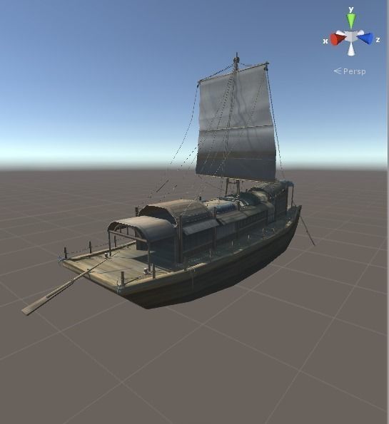sailing boat Low-poly 3D model_0