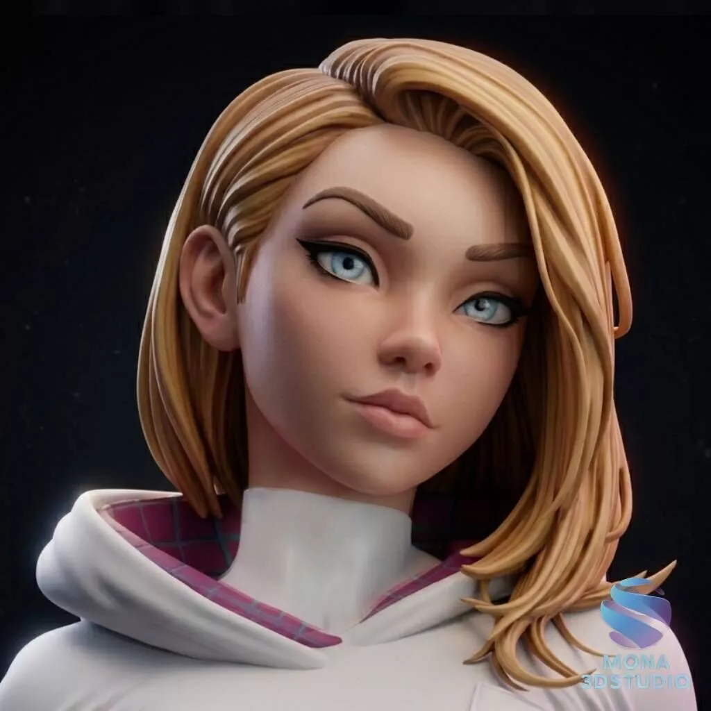 Spider Girl Gwen Stacy Bust - STL 2 Versions Pre-supported 3D print model