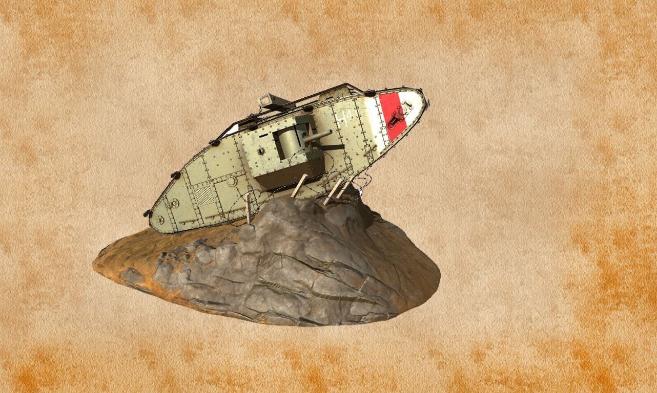 World War 1 Mark V tank Low-poly 3D model_19