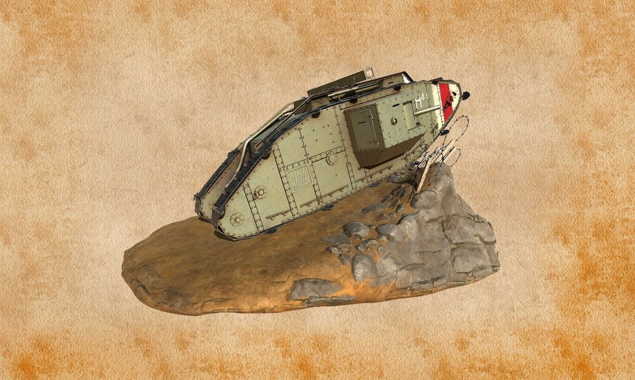 World War 1 Mark V tank Low-poly 3D model_22