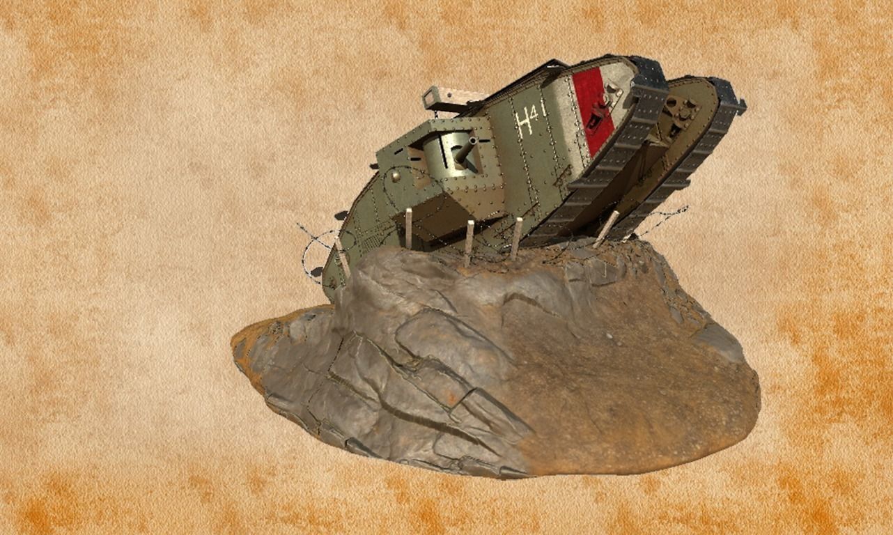 World War 1 Mark V tank Low-poly 3D model_0