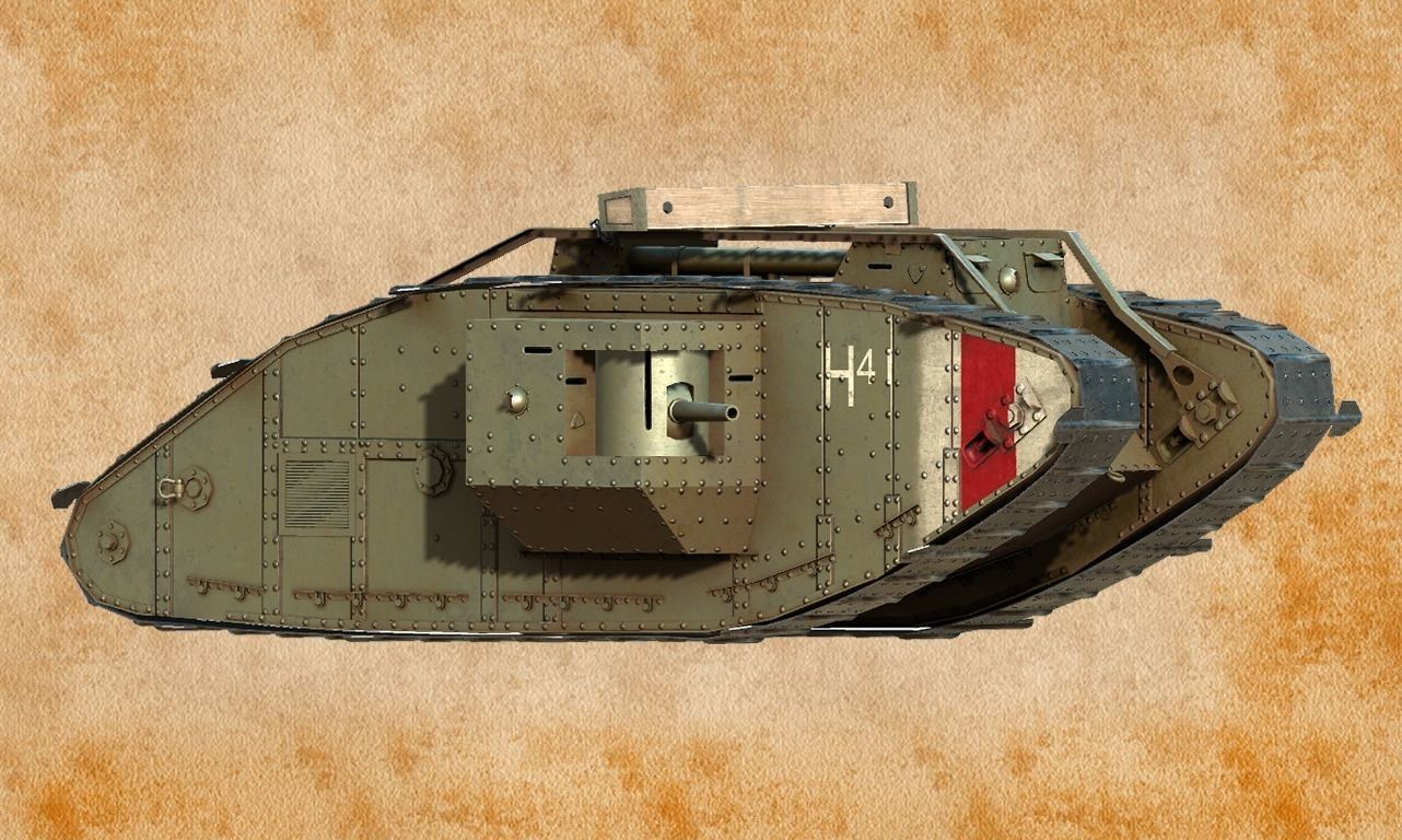 World War 1 Mark V tank Low-poly 3D model_10