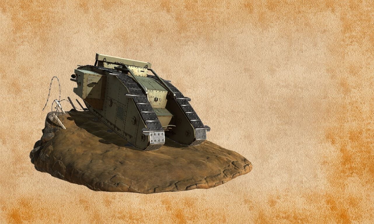 World War 1 Mark V tank Low-poly 3D model_18