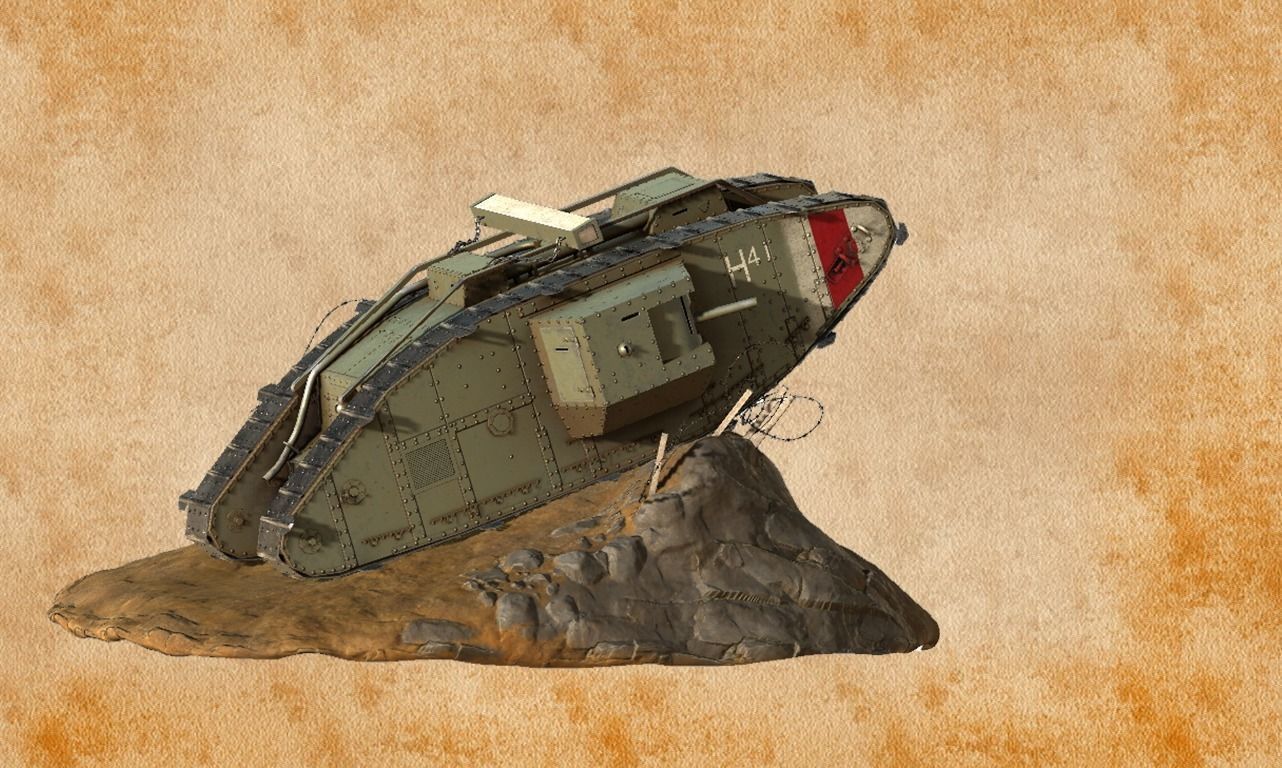 World War 1 Mark V tank Low-poly 3D model_16