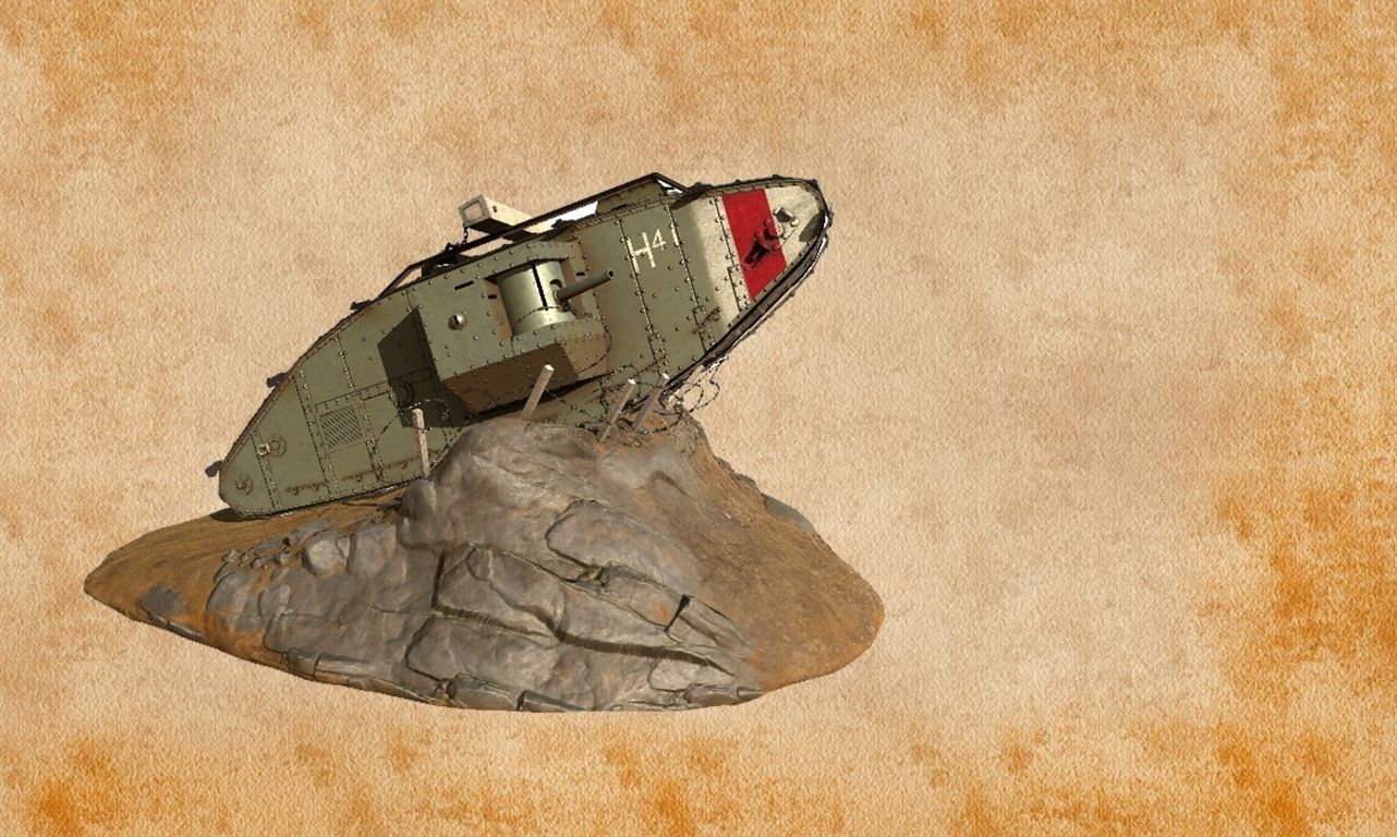 World War 1 Mark V tank Low-poly 3D model_1