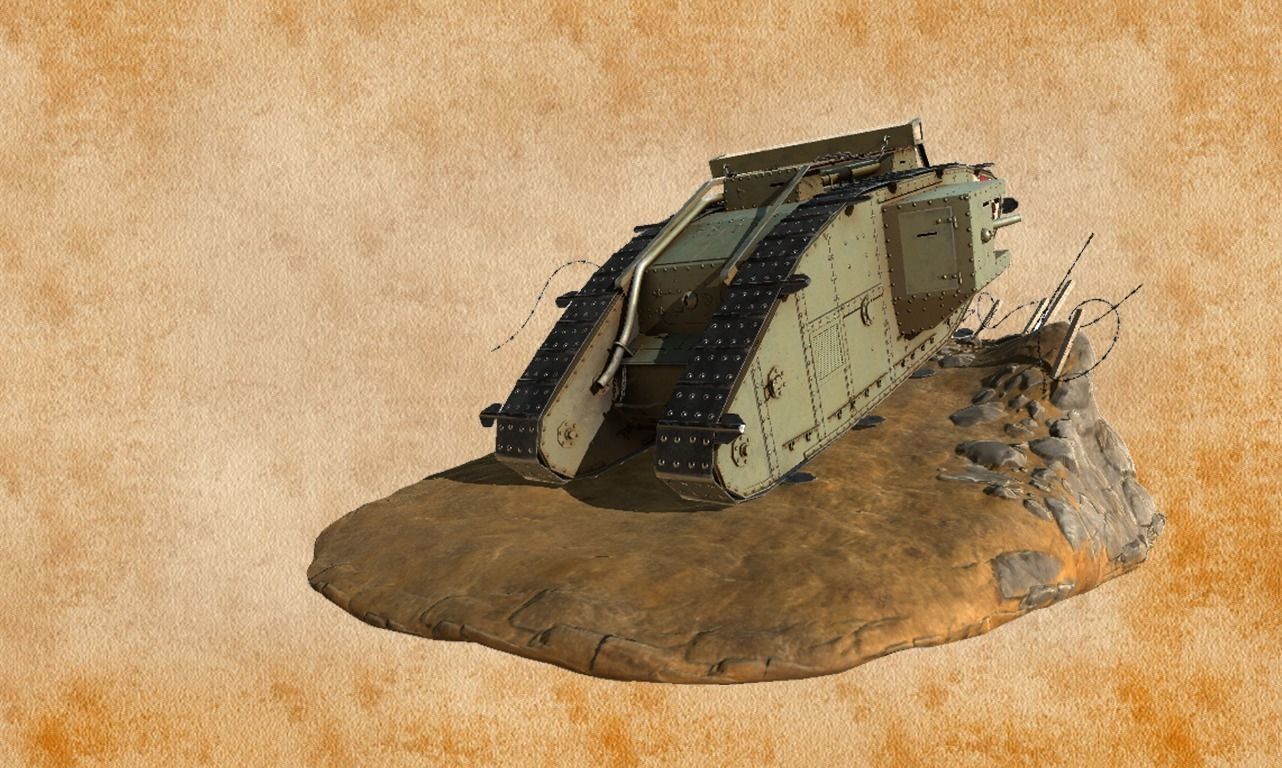 World War 1 Mark V tank Low-poly 3D model_20