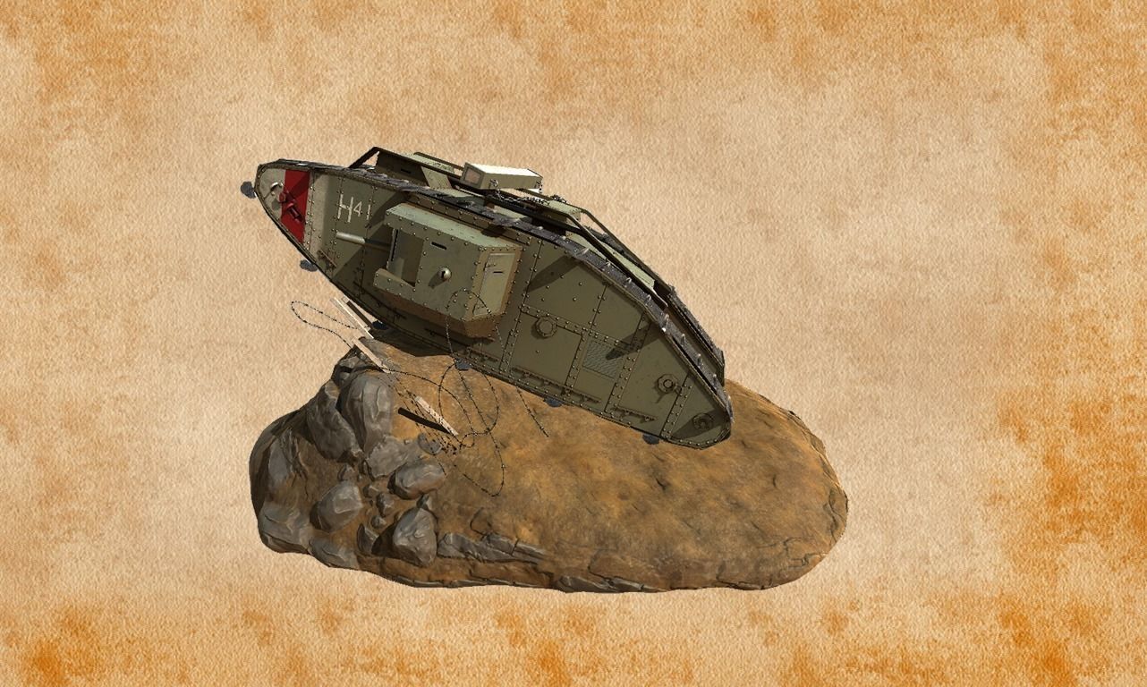 World War 1 Mark V tank Low-poly 3D model_13