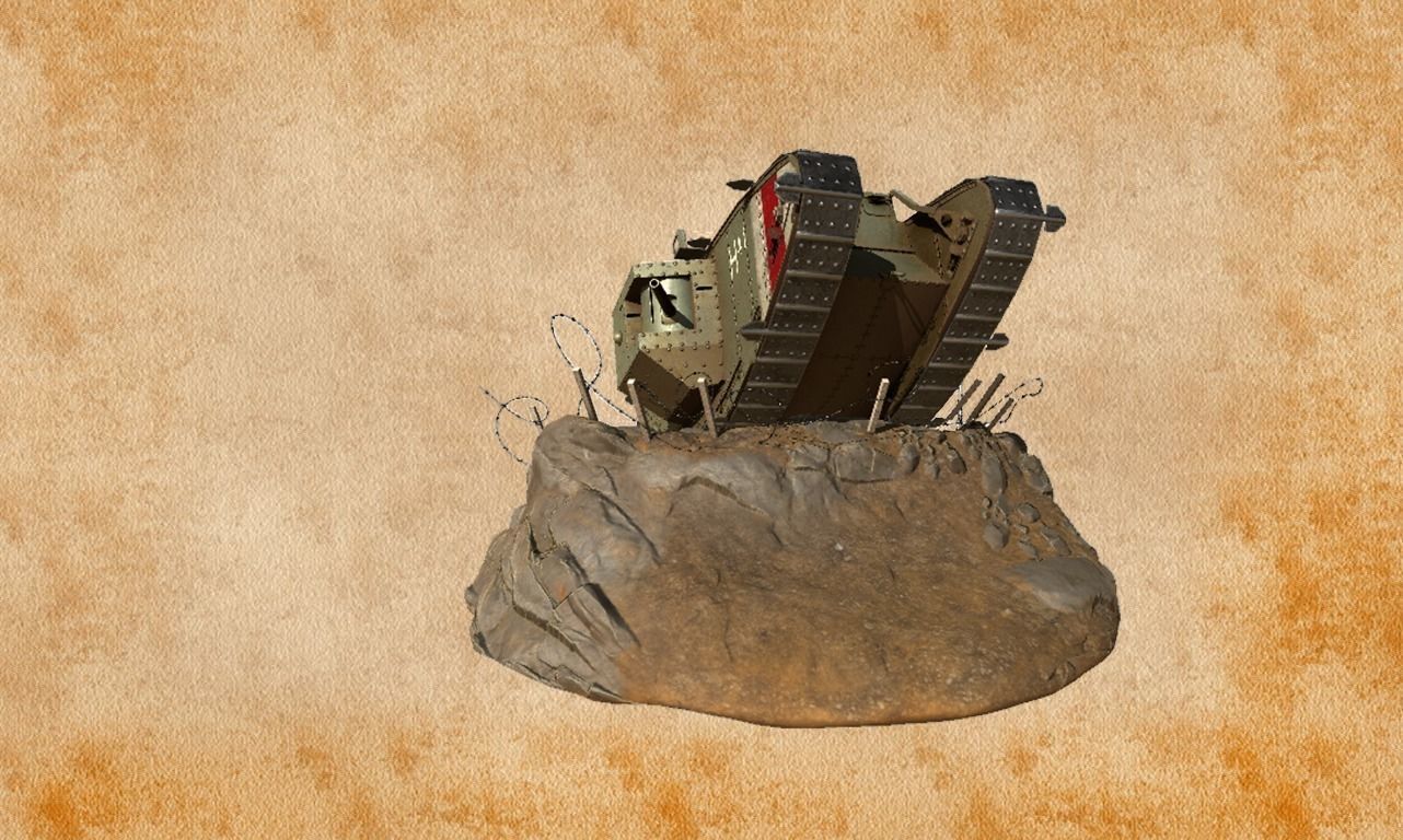 World War 1 Mark V tank Low-poly 3D model_23