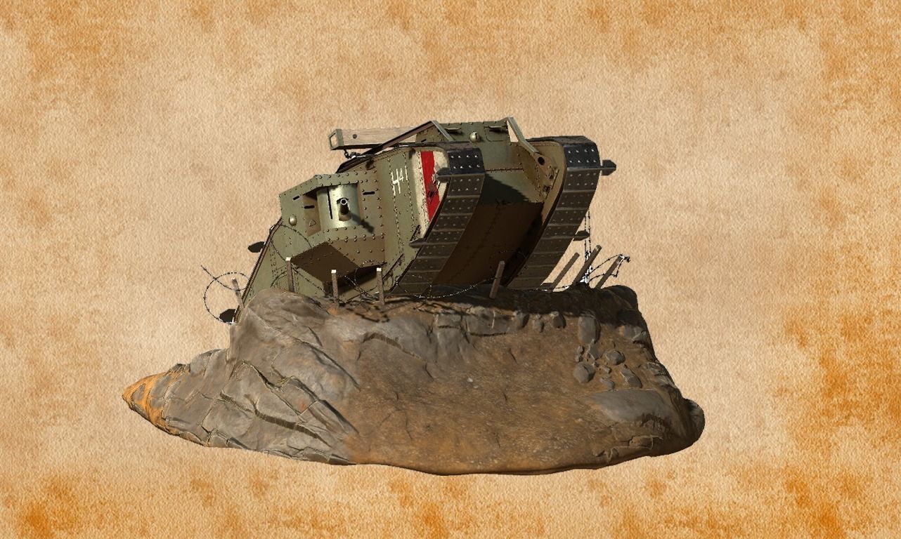 World War 1 Mark V tank Low-poly 3D model_14