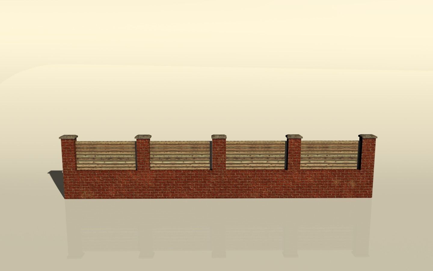 Low Poly Brick Wall Low-poly 3D model_1