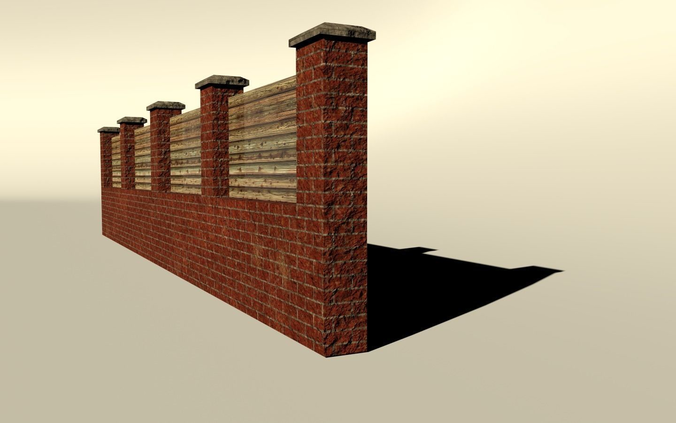 Low Poly Brick Wall Low-poly 3D model