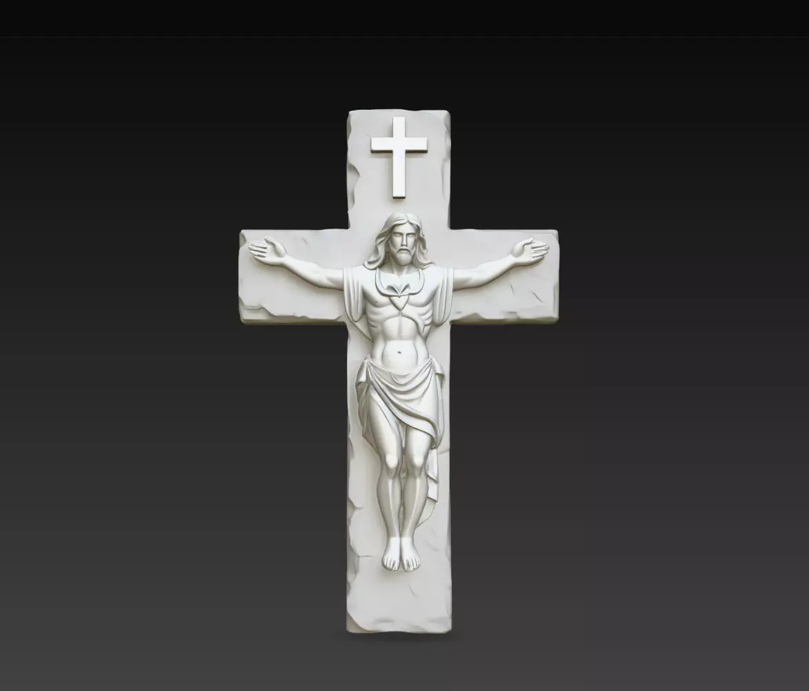 Passion Redeemer Sacred Heart Wall Cross STL Print Model 3D print model