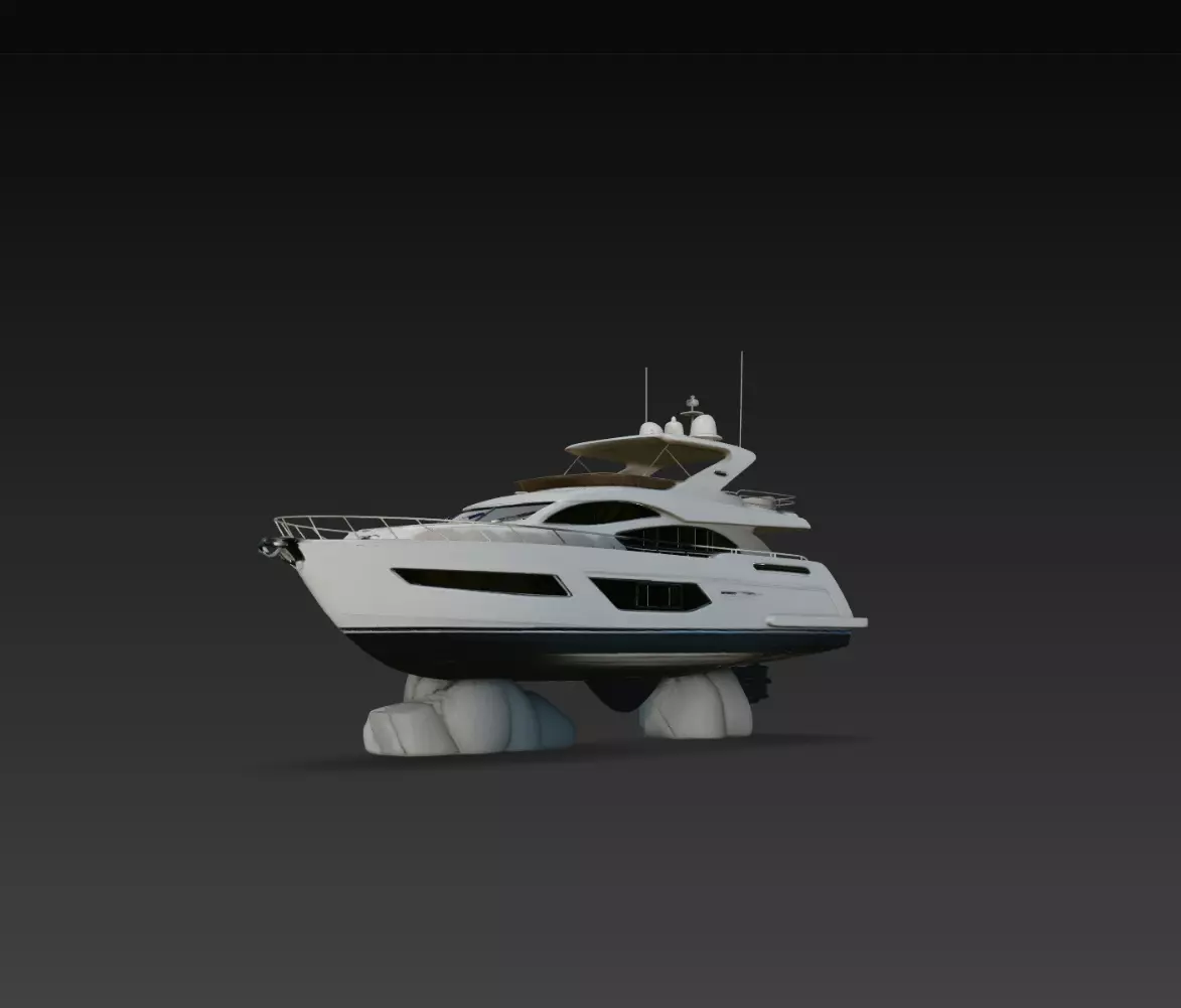 Sport Flybridge Yacht STL Luxury Motorboat Display Model 3D print model