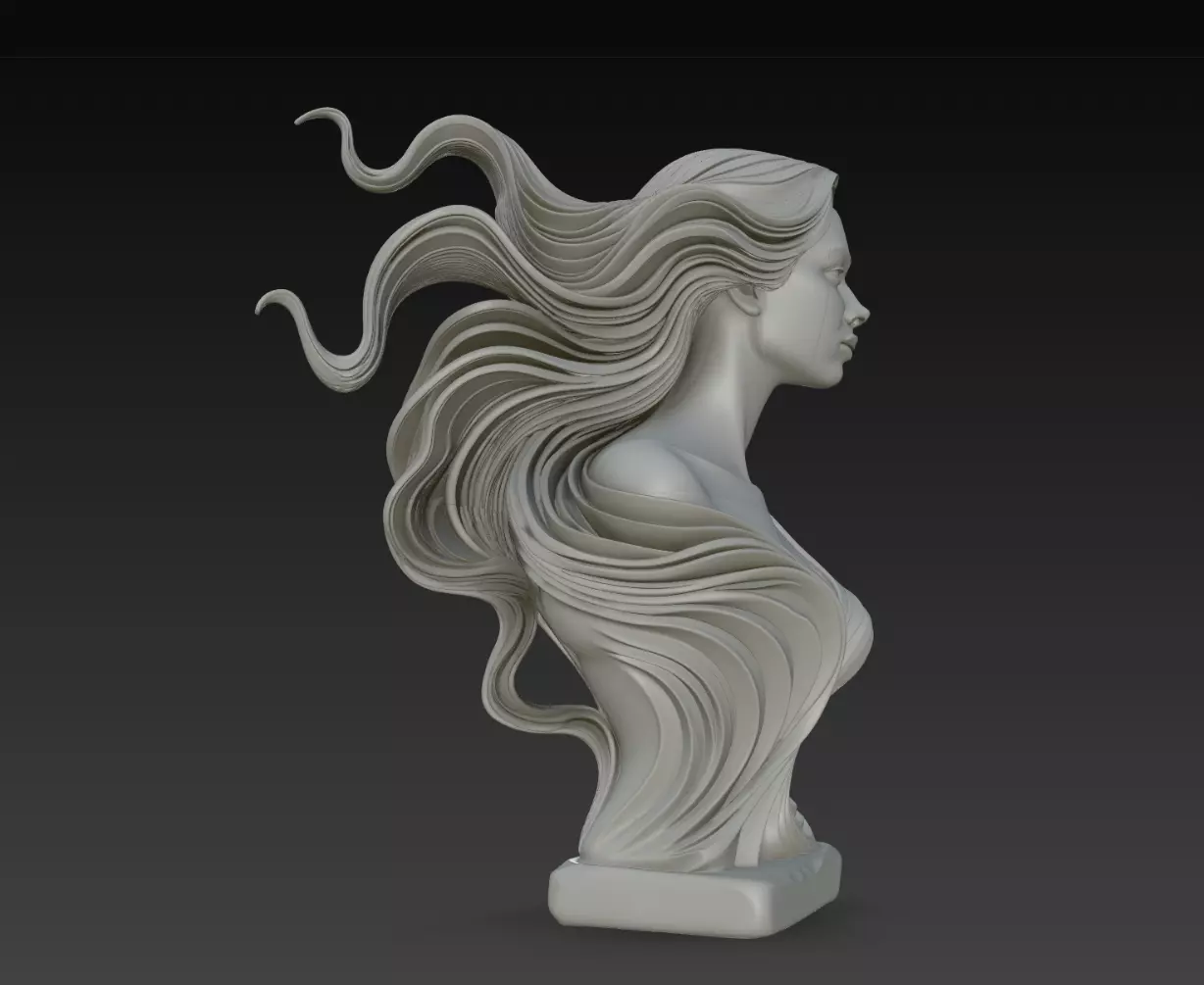 Lyriana Windveil Side Profile Female Bust STL Model 3D print model