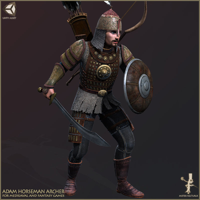 Eva And Adam Horseman Archers Low-poly 3D model_18