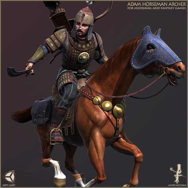 Eva And Adam Horseman Archers Low-poly 3D model_3