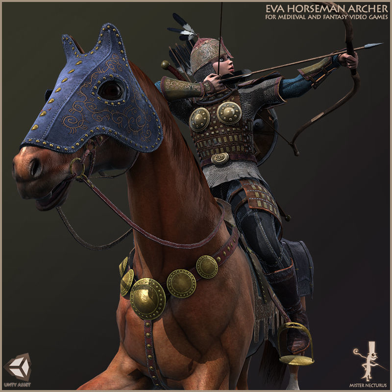 Eva And Adam Horseman Archers Low-poly 3D model_39