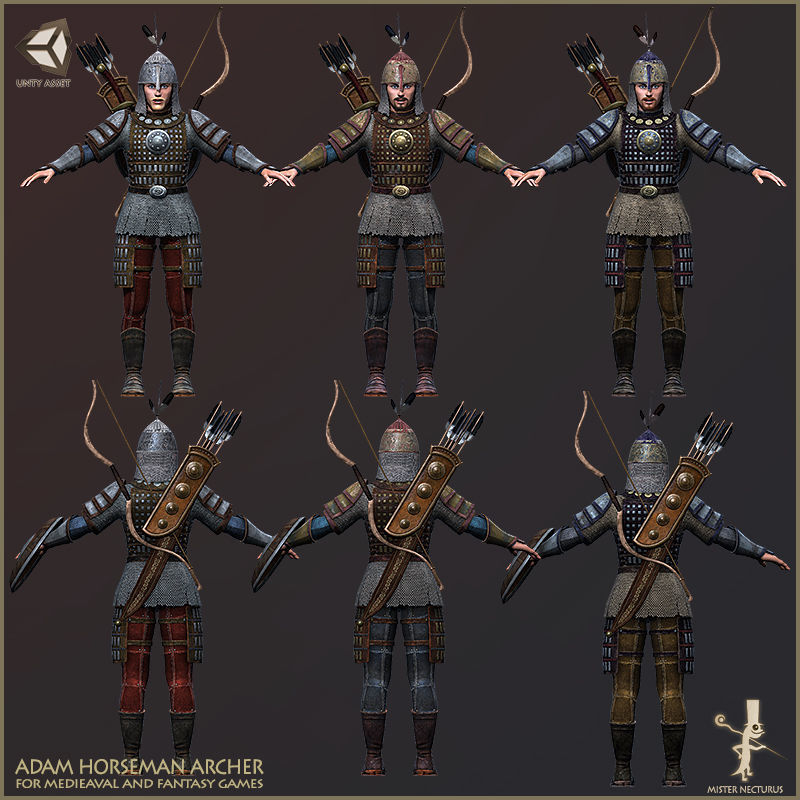 Eva And Adam Horseman Archers Low-poly 3D model_15