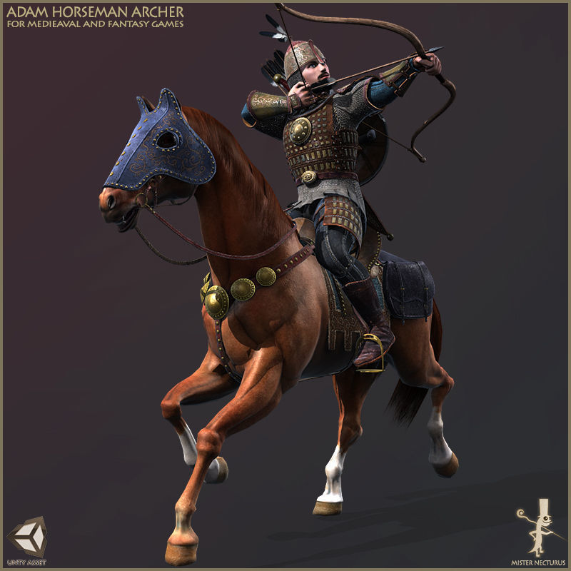 Eva And Adam Horseman Archers Low-poly 3D model_16