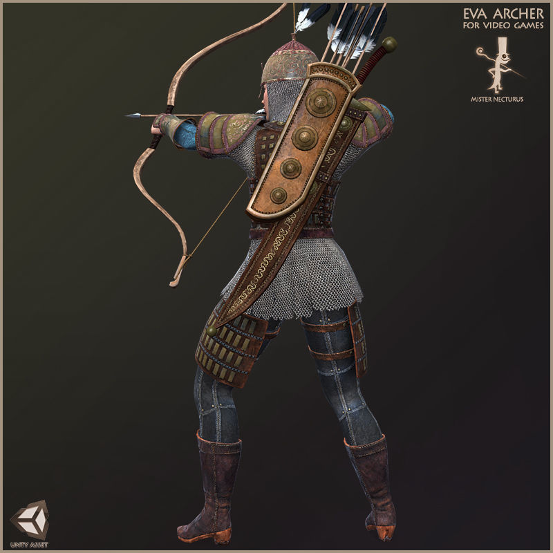 Eva And Adam Horseman Archers Low-poly 3D model_31