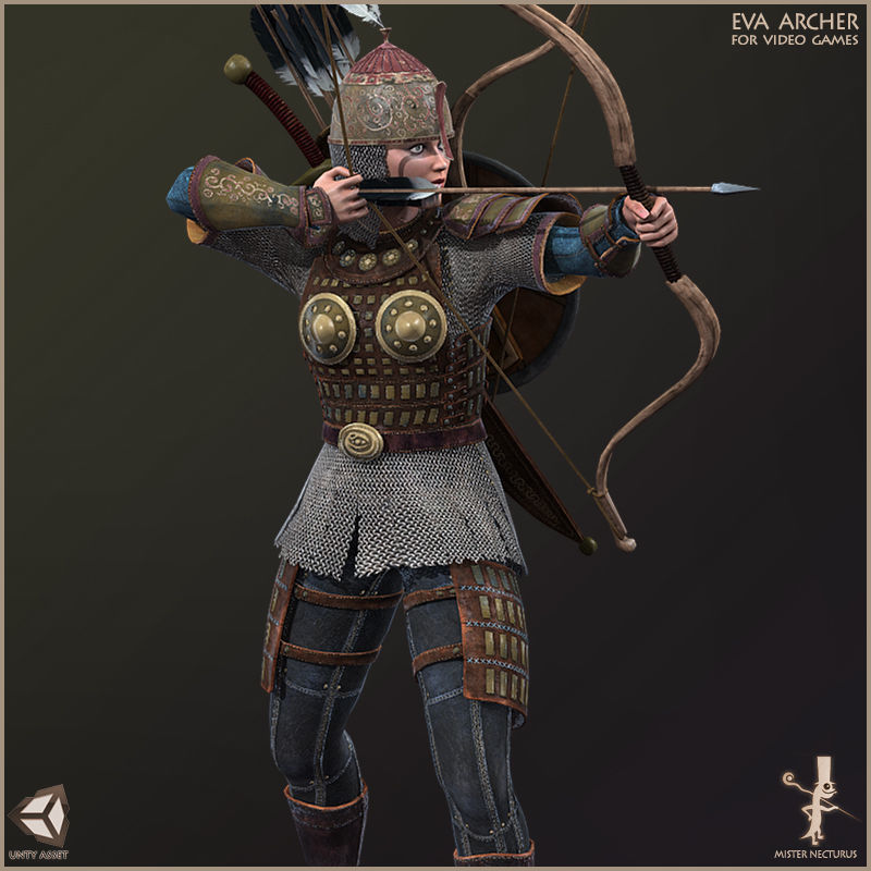 Eva And Adam Horseman Archers Low-poly 3D model_35