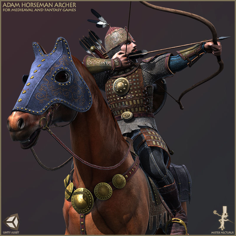 Eva And Adam Horseman Archers Low-poly 3D model_14
