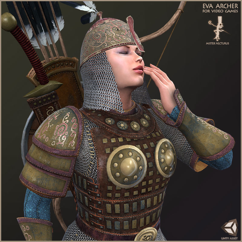 Eva And Adam Horseman Archers Low-poly 3D model_26