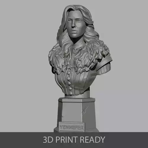 Yennefer bust of woman with long hair 3D print model