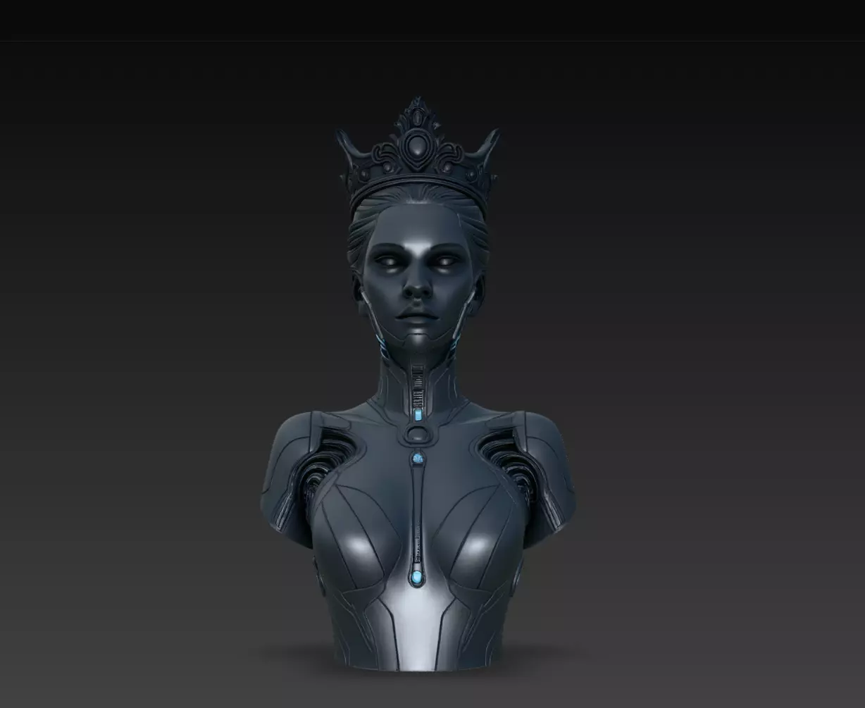 Shadow Cyber Queen Android Bust Sci Fi STL Model 3D print model