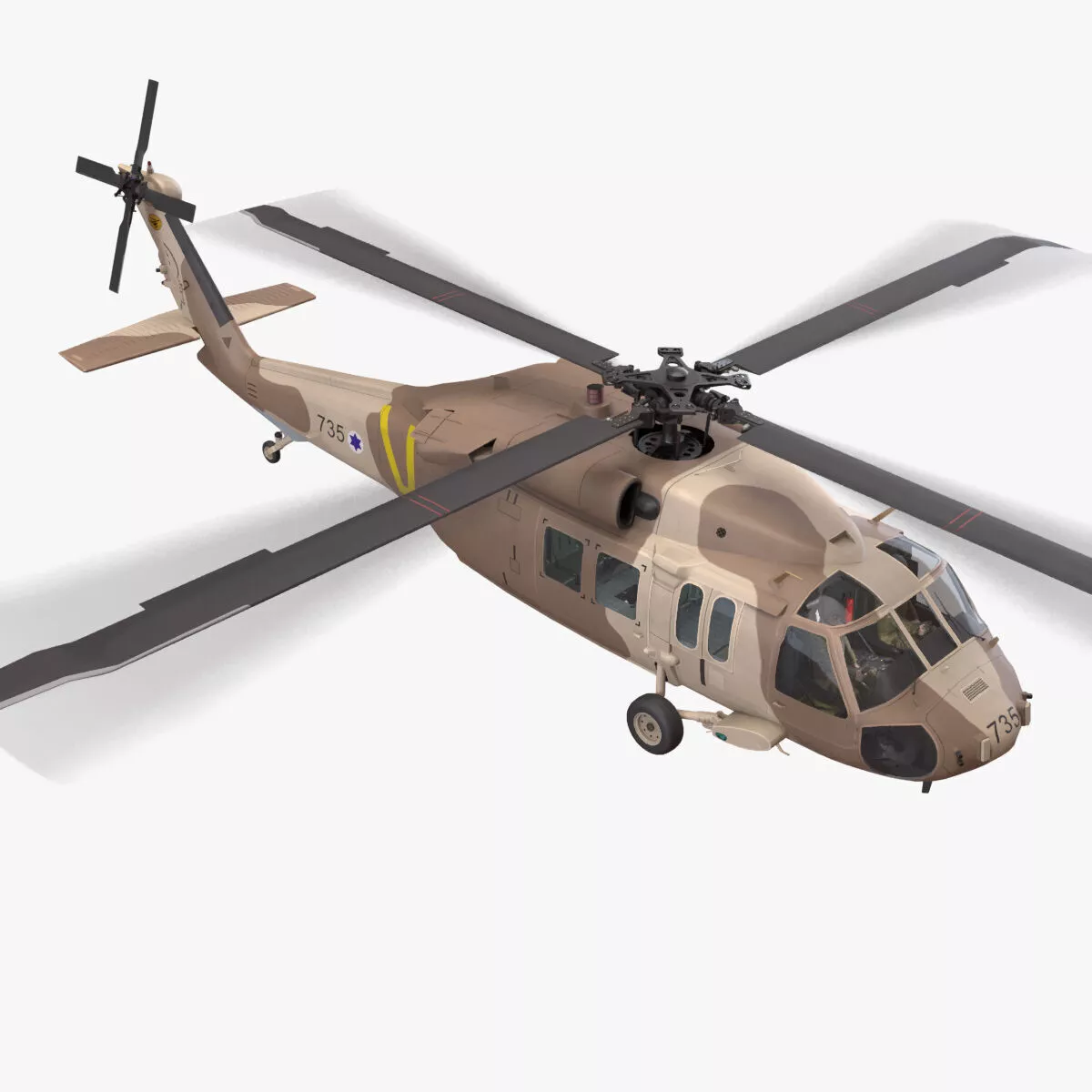 Helicopter UH-60 Israel Yanshuf Complex Animation --39-- Low-poly 3D model