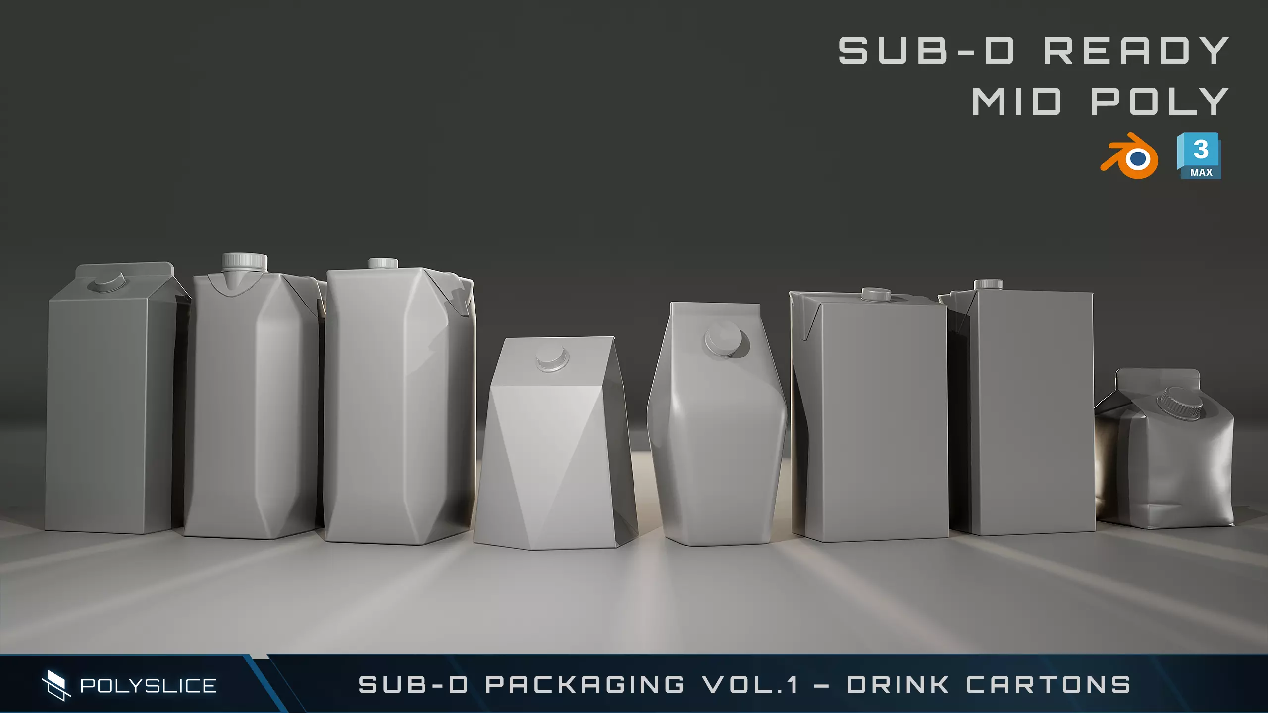 SubD Packaging VOL1 Drink Cartons 3D model