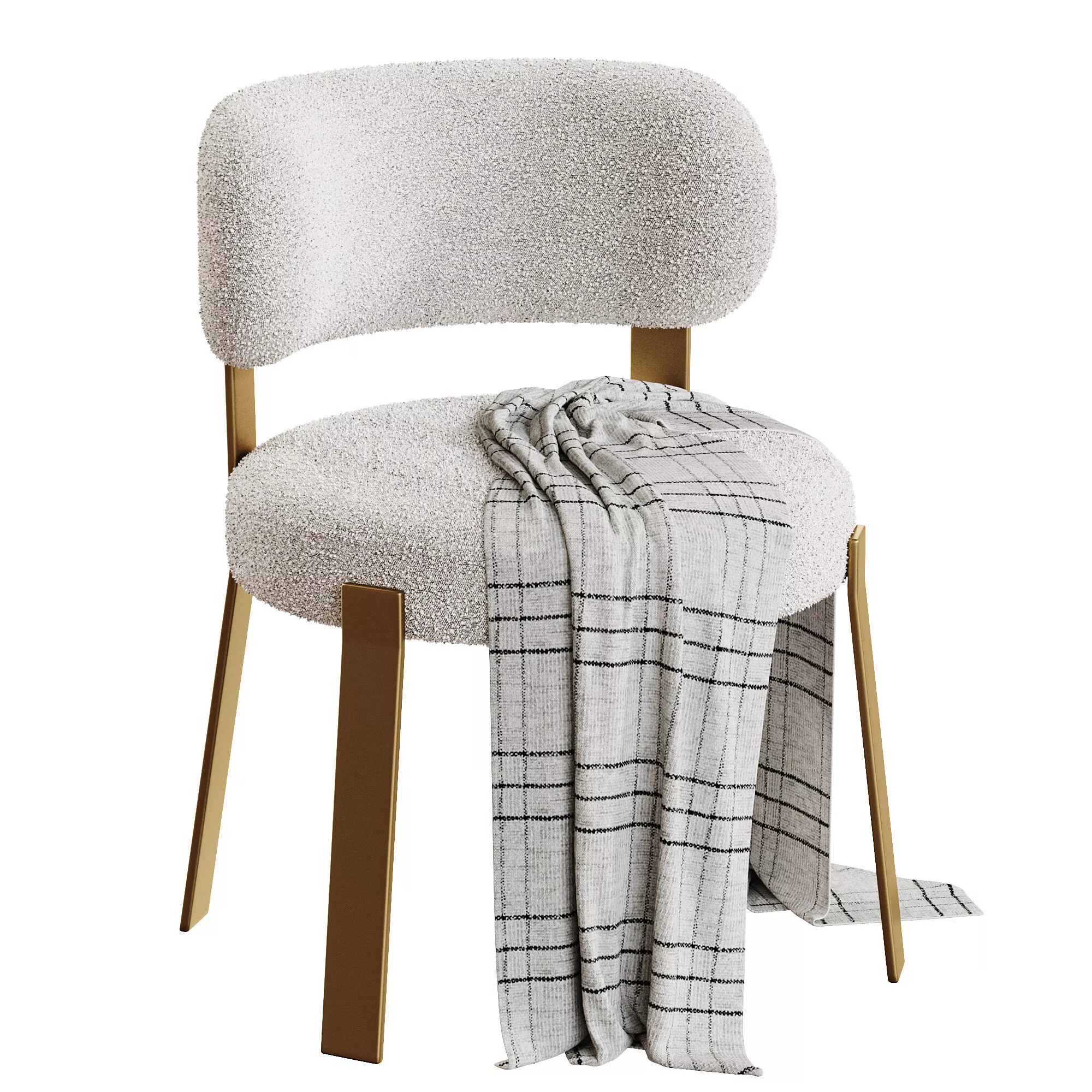 Boucle Dining Chair Low-poly 3D model