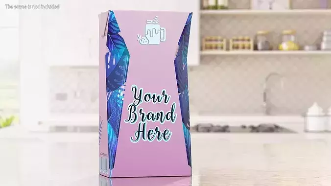 Small Aseptic Carton Mockup Pink 3D model