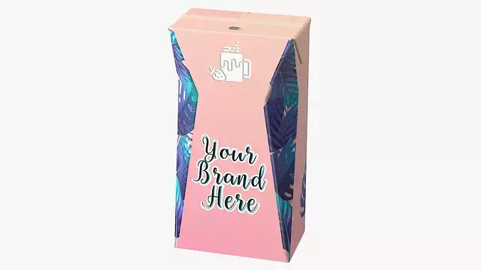 Small Aseptic Carton Mockup Pink 3D model 6