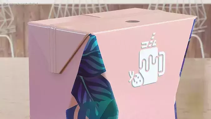 Small Aseptic Carton Mockup Pink 3D model 3