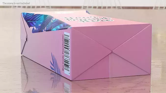 Small Aseptic Carton Mockup Pink 3D model 4