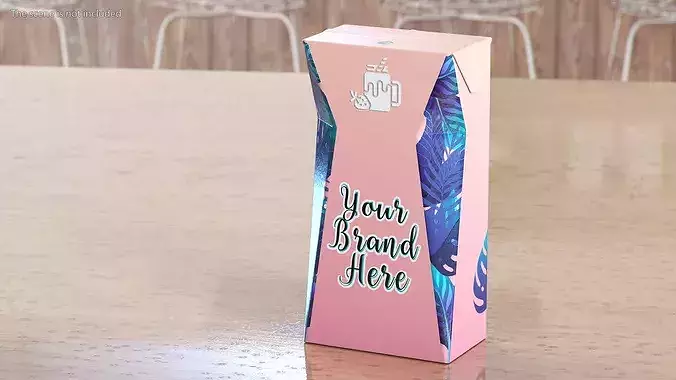 Small Aseptic Carton Mockup Pink 3D model 2